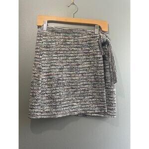 Loft Sizze Small Short‎ Skirt Faux Wrap Knit Gray & Black